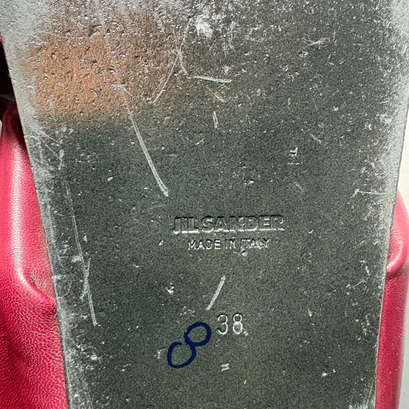 JIL SANDER Crossover Burgundy Leather Sandals - Picture 10 of 11